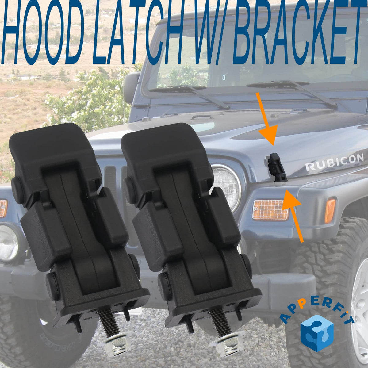 APPERFiT installed on Jeep Wrangler hood demonstrating secure hood retention