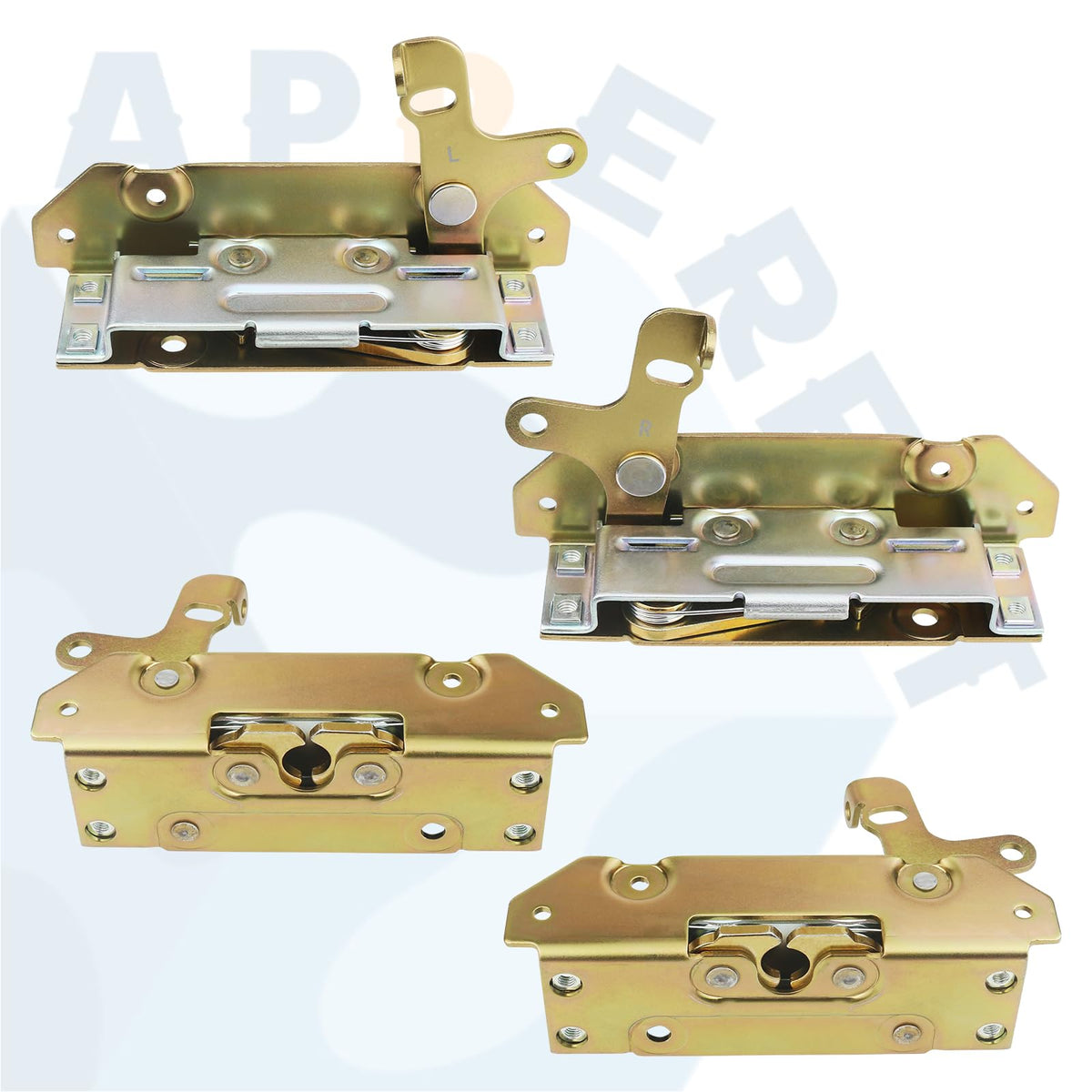 APPERFiT packaged door latches with labels showing included left and right replacement parts