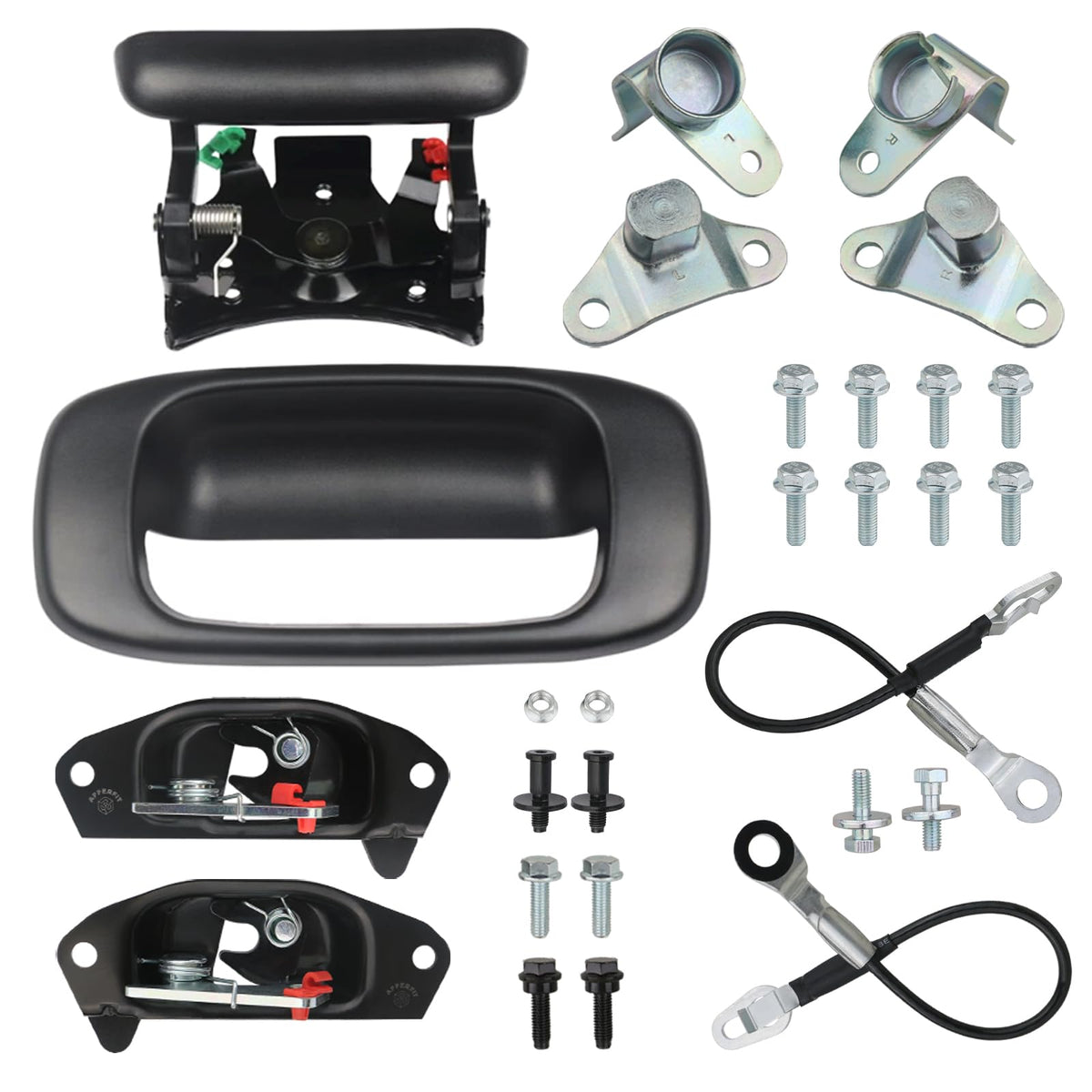 APPERFiT kit packaging showing complete tailgate hardware and replacement benefit
