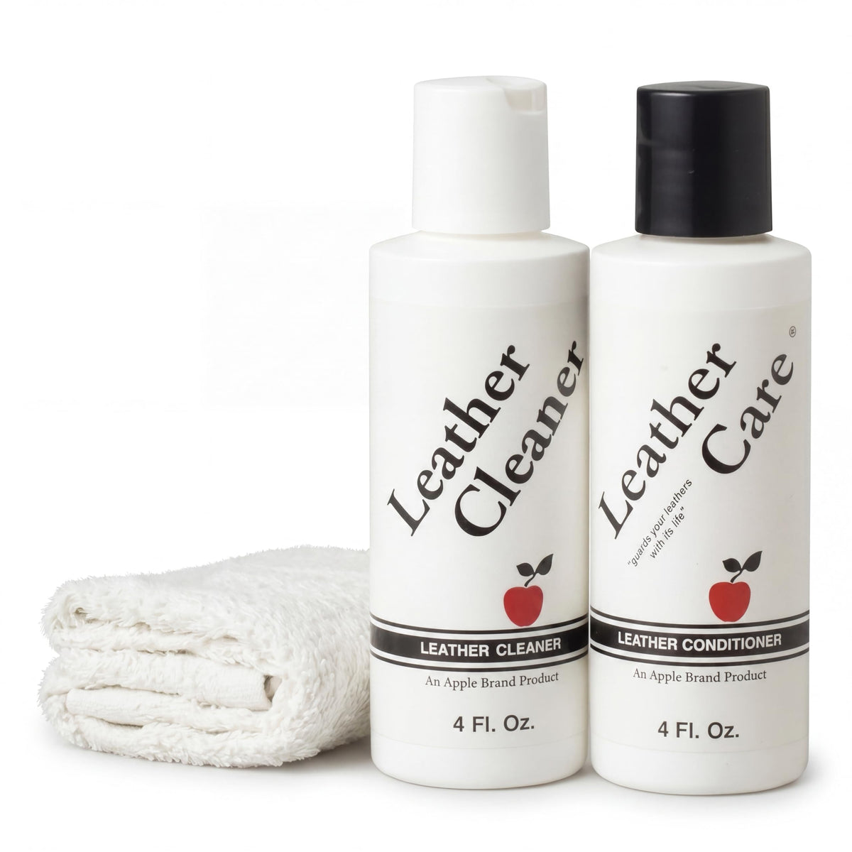 Apple Brand front packaging showing cleaner and conditioner kit benefits