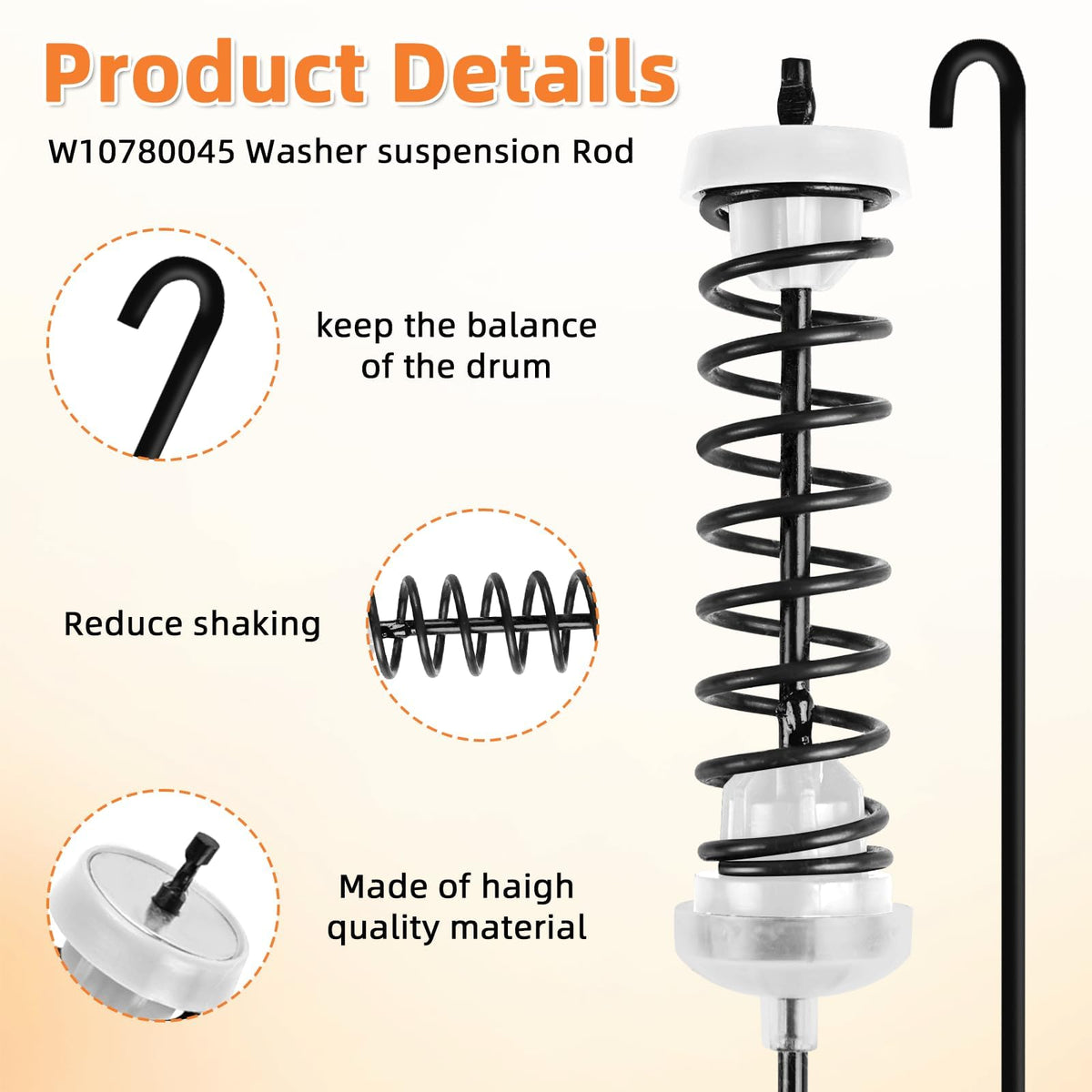 APPLIANCEMATES rods installed inside washer tub demonstrating improved stability