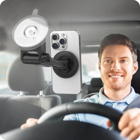 APPS2Car phone mounted on dashboard offering clear navigation visibility and stability