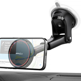 APPS2Car next to smartphone to show compact size and easy portability benefit