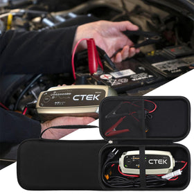 Aproca case showing scale with CTEK MXS 5.0 illustrating fit