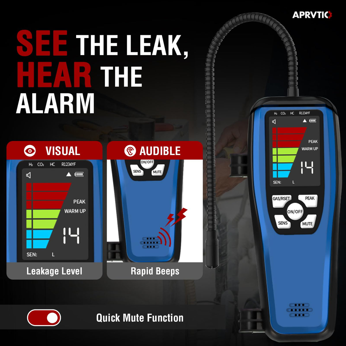 Aprvtio in use on air conditioner allowing fast leak tracing and repair guidance