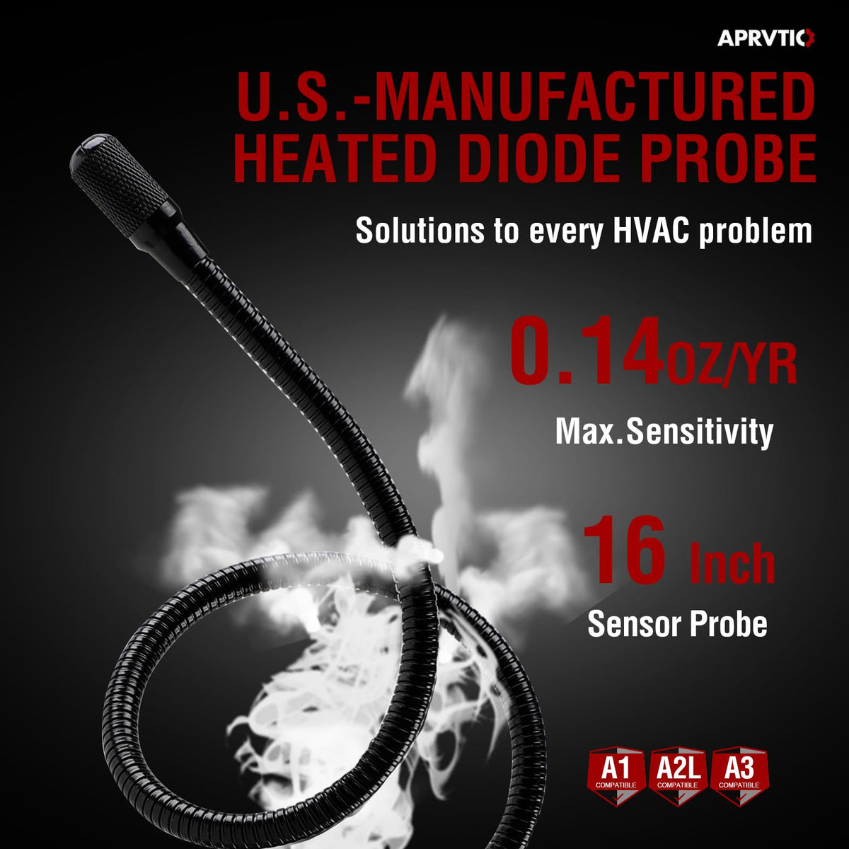 Aprvtio probe tip detail highlighting sensitive heated diode sensor for micro-detection
