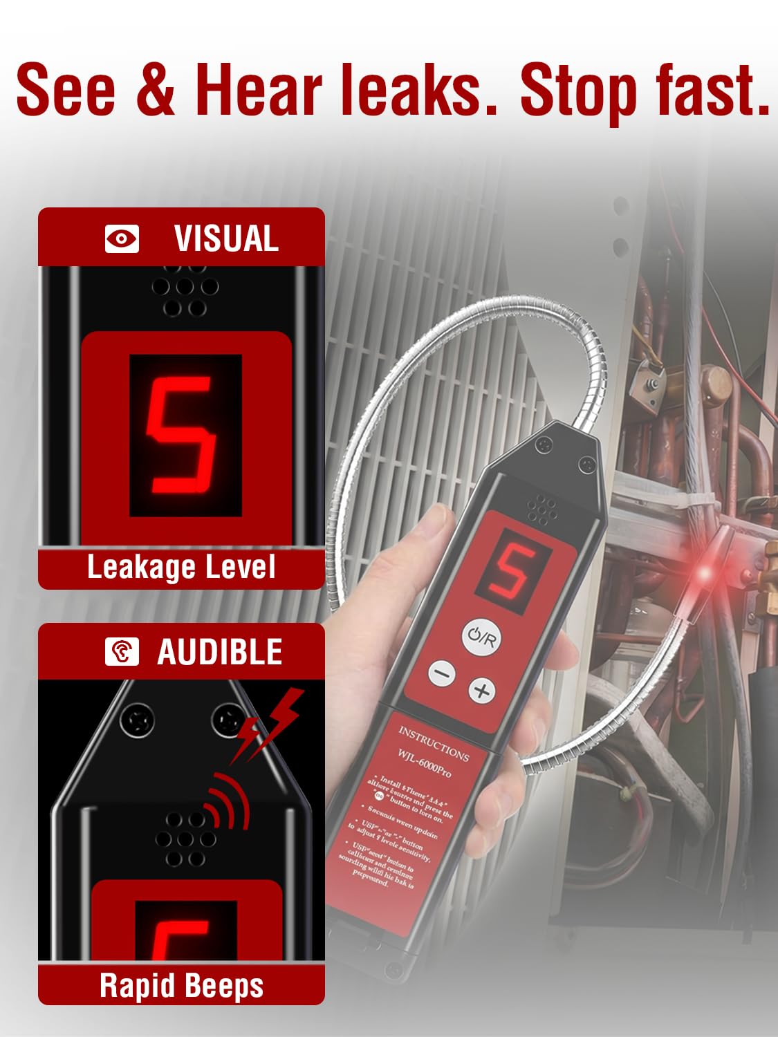 Aprvtio dual UV and white LEDs lit to improve visibility and dye inspection