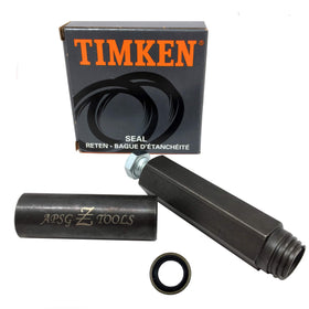APSG shift lever seal tool front view showing complete kit and benefits of quick seal replacement