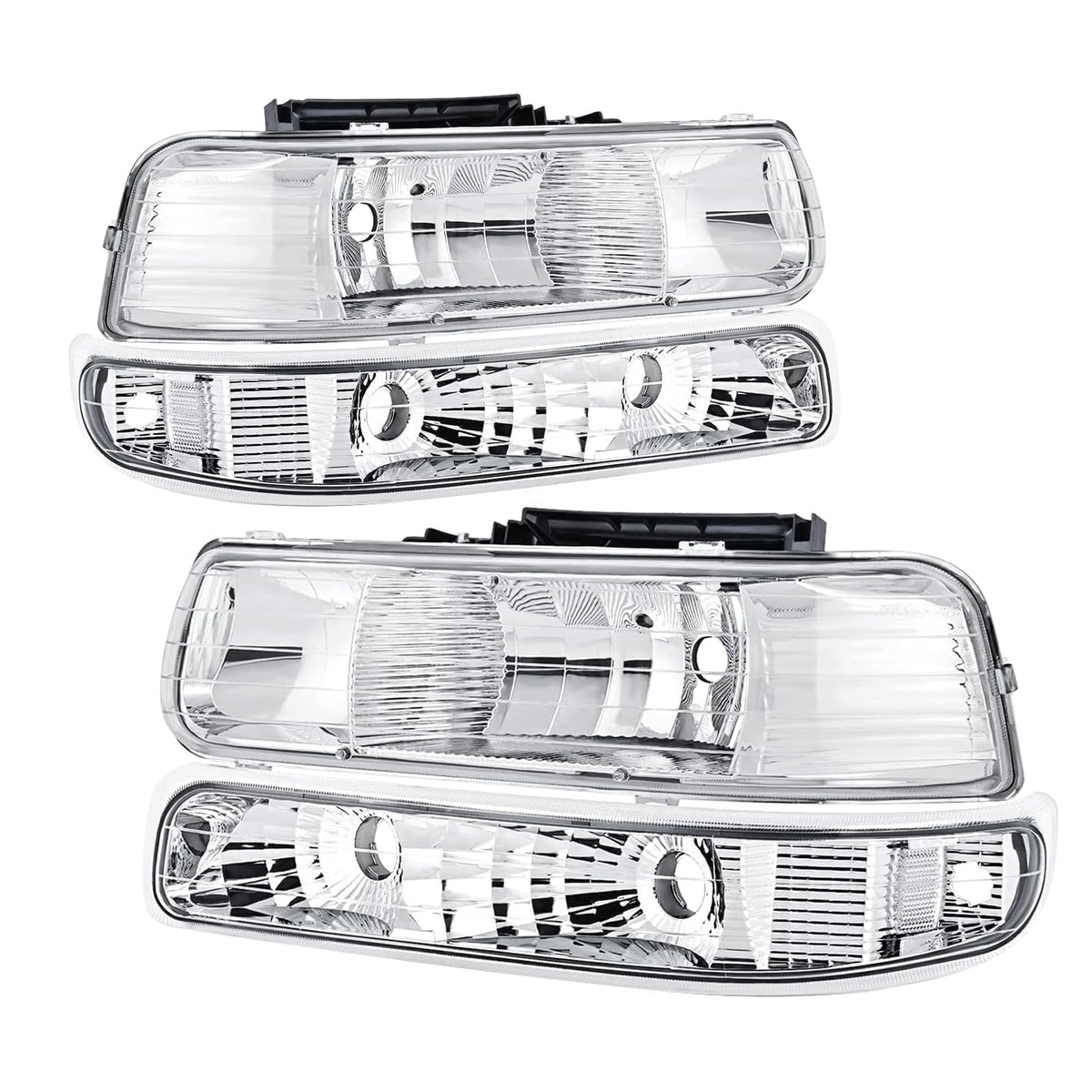 APSVE chrome front assembly showing clear lenses and chrome housing for improved appearance