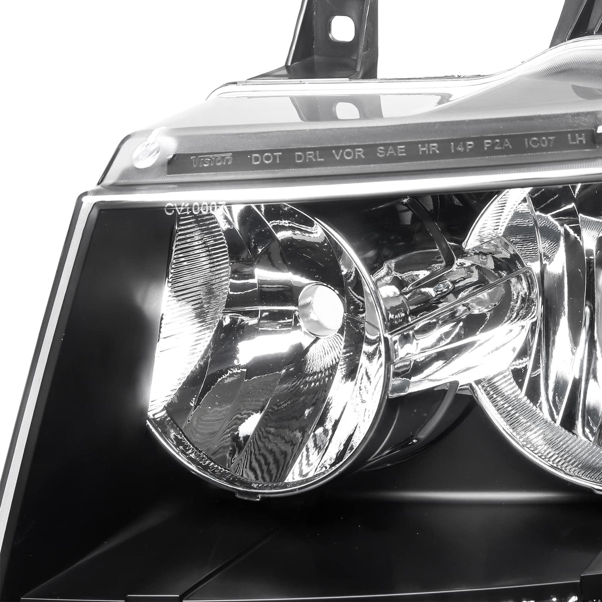 APSVE headlight beside ruler showing exact dimensions for correct vehicle fit