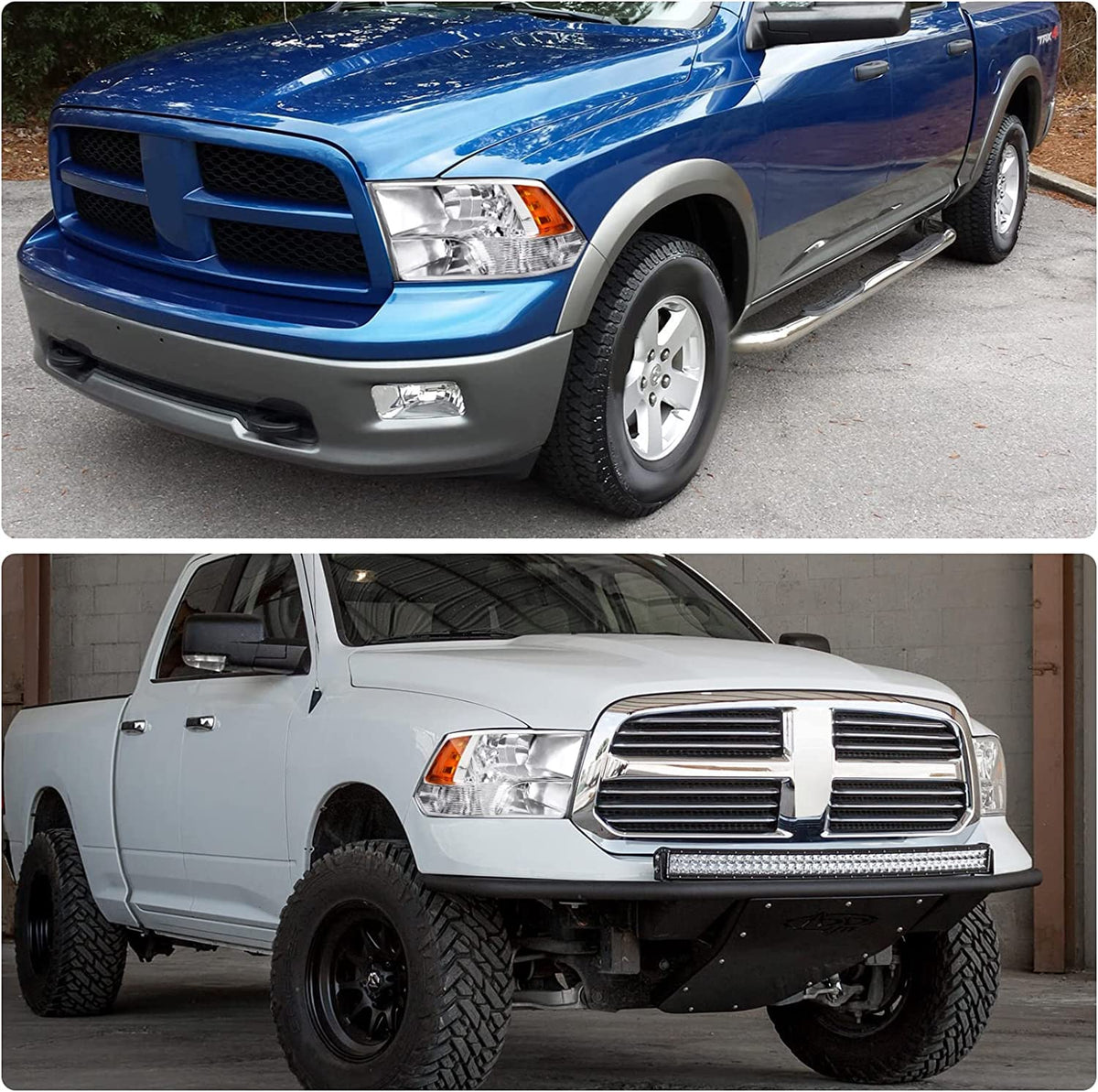APSVE headlight installed on Dodge Ram showing improved front appearance and fitment