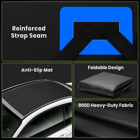 APTY rooftop bag beside suitcases illustrating 16 cu ft storage benefit