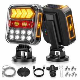 Apunga front view magnetic trailer lights mounted, showing easy attach benefit