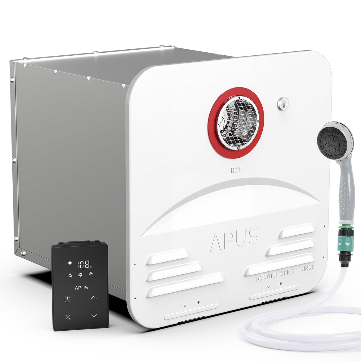 APUS front panel view showing compact fit and easy installation benefits