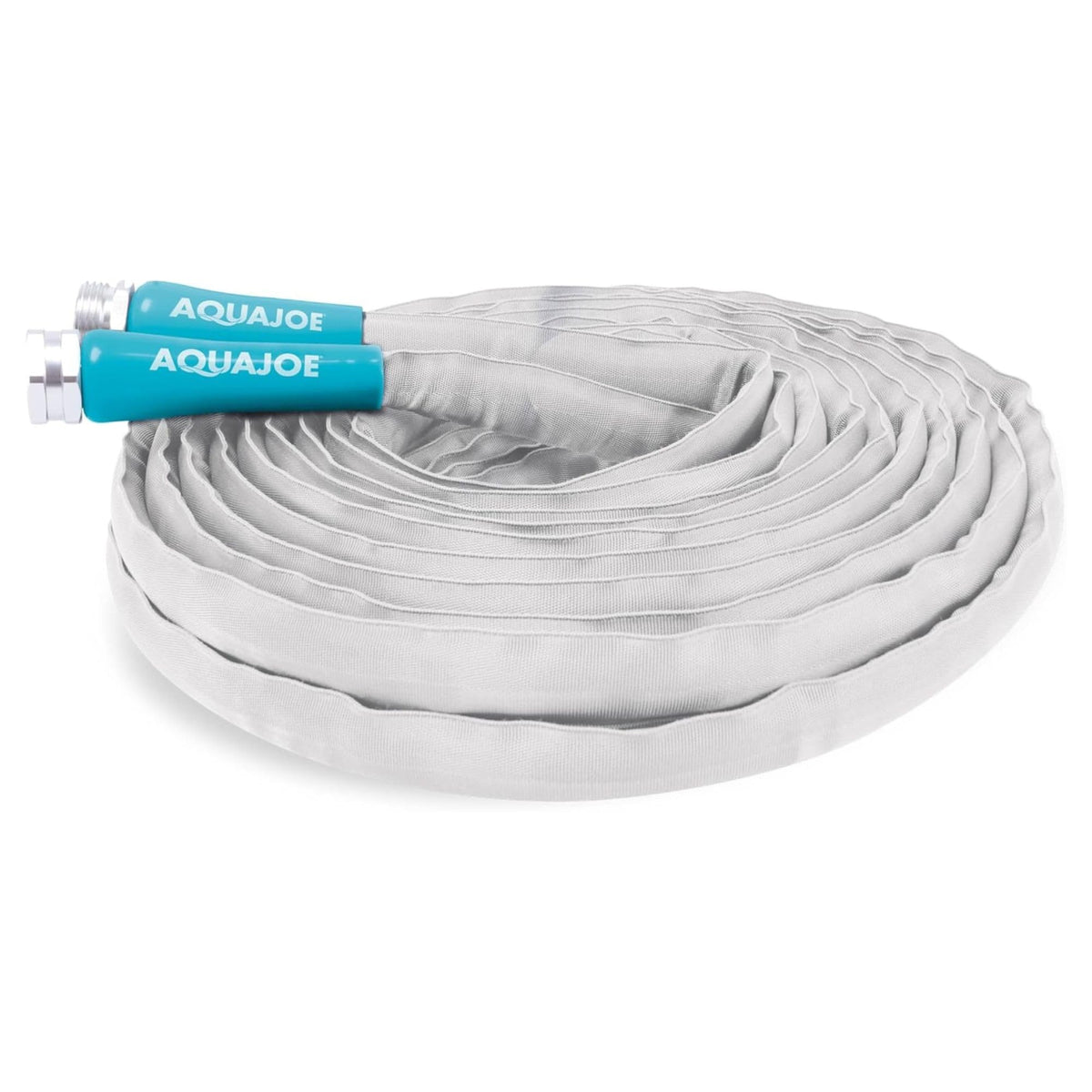Aqua Joe front packaging showing 50 ft hose and features, highlights portability