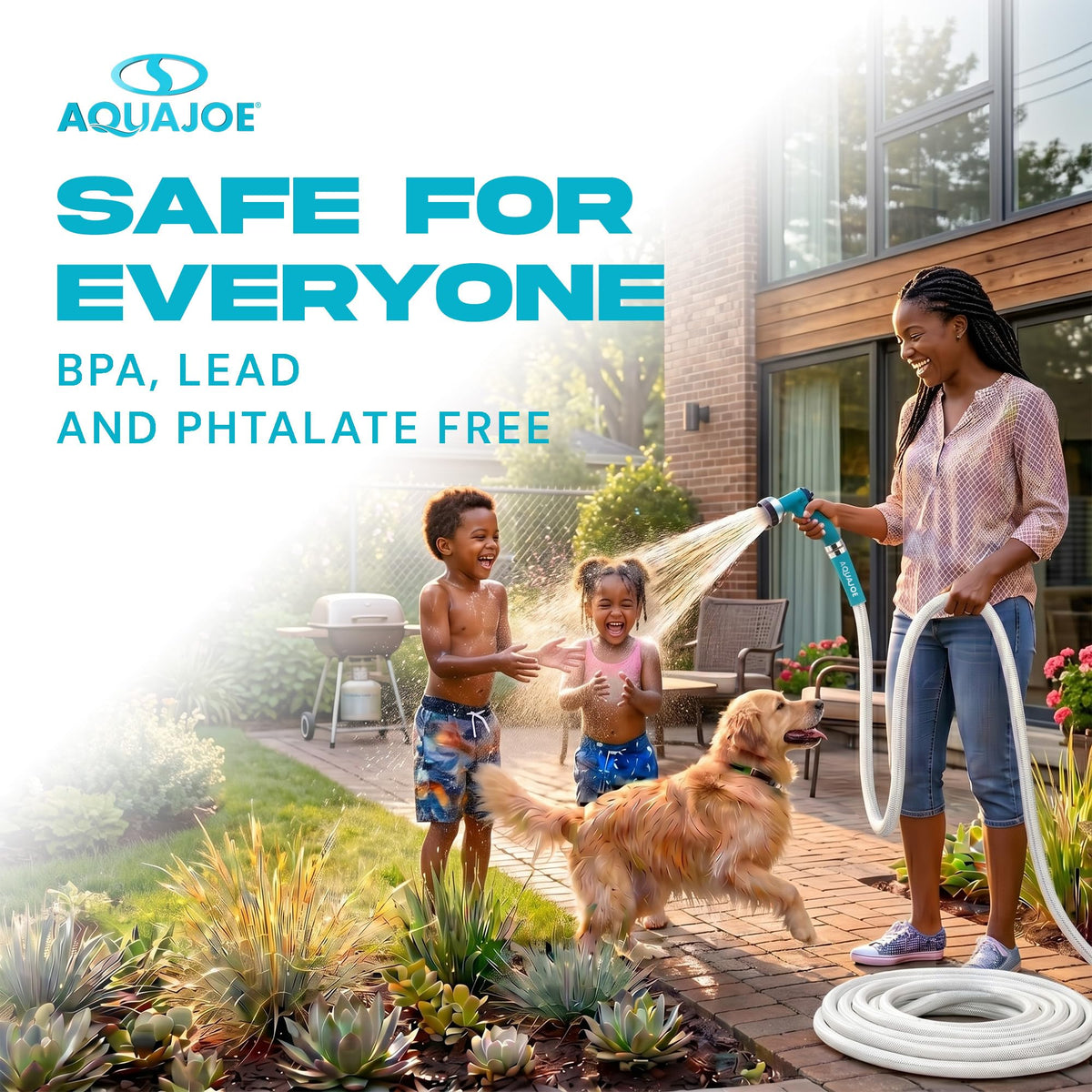 Aqua Joe held in hand to show compact size and easy transport