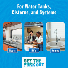 Aquamarine being flushed through boat plumbing with clearer faucet water benefit