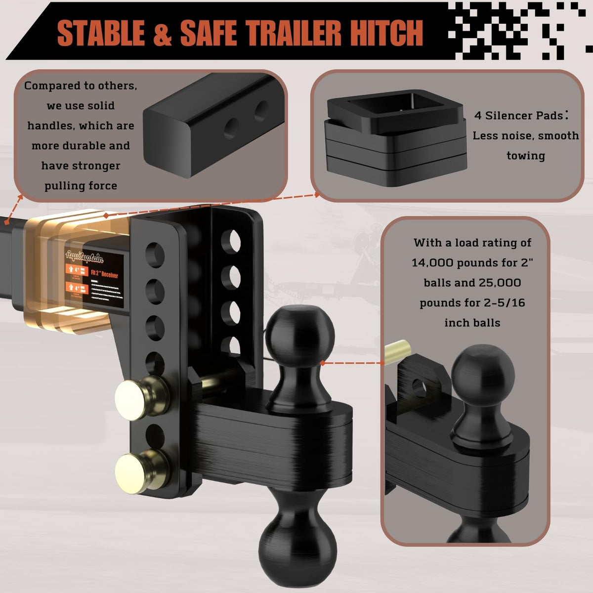 Aquilaplain shank inserted in 2x2 receiver demonstrating secure fitment