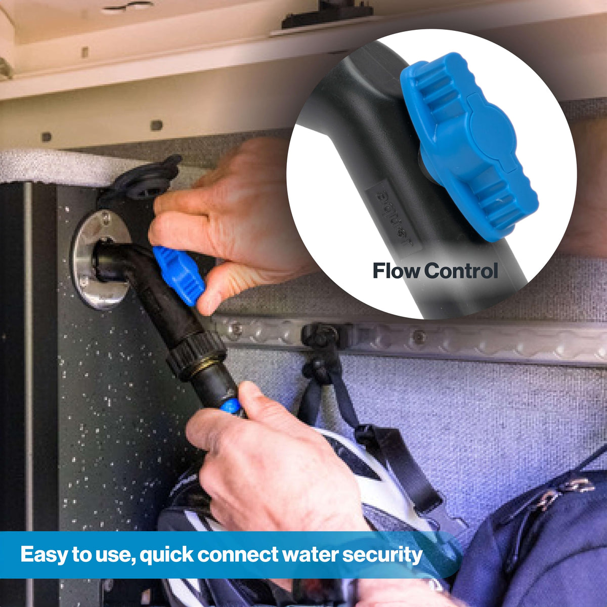 Aquor black cover and valve detail protecting inlet from debris benefit