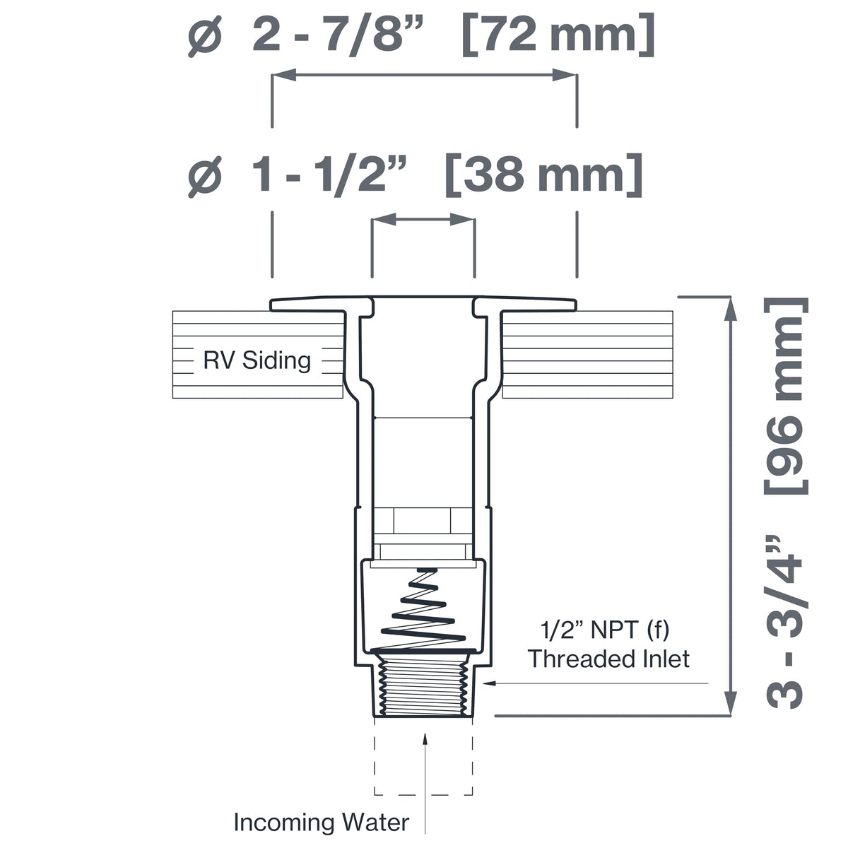Aquor inlet next to credit card showing compact size and space-saving benefit