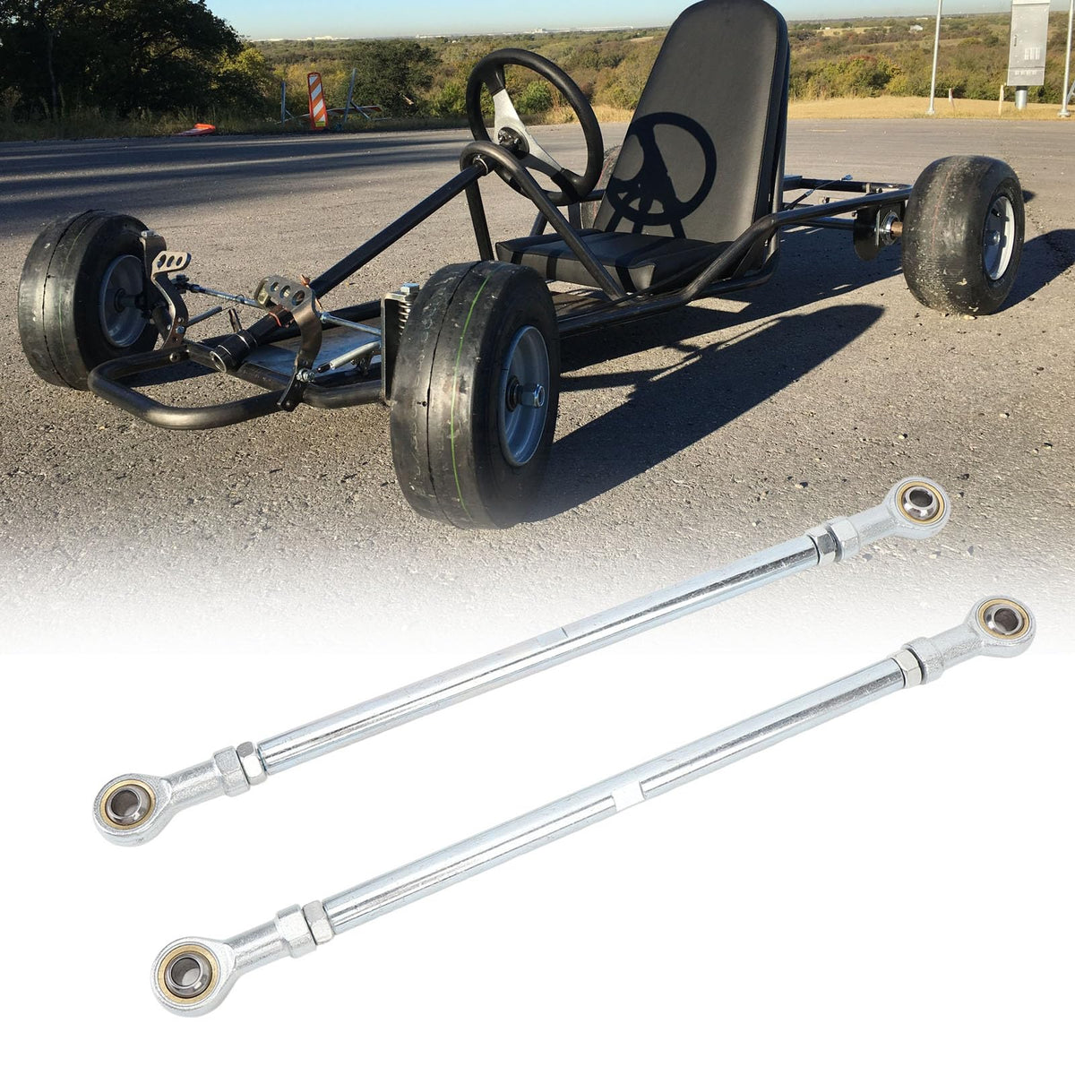 aqxreight installed on go-kart illustrating improved steering alignment and control