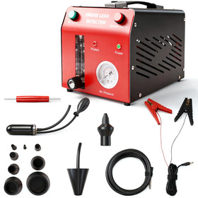 AQYY smoke machine front view showing compact red housing and handles for easy transport