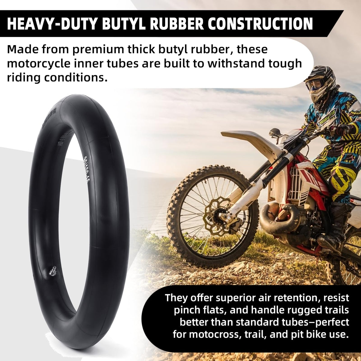 AR-PRO butyl rubber texture detail highlighting thick construction for better puncture resistance and air retention