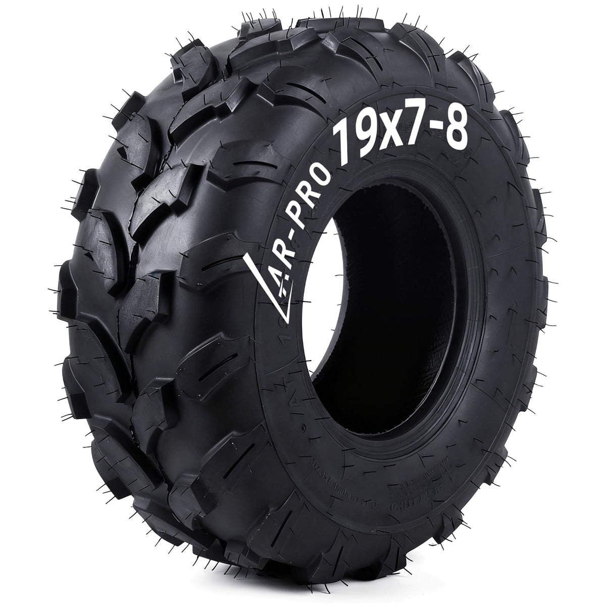AR-PRO front profile 19x7-8 tire showing full tread for dependable traction