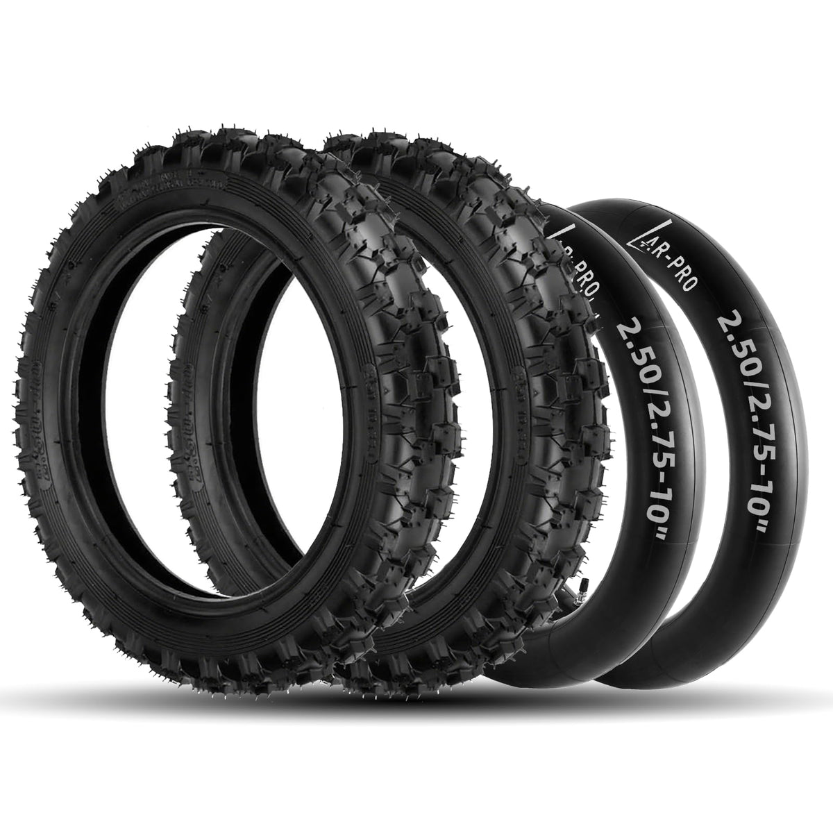 AR-PRO front view of tire and tube set showing knobby tread for reliable off-road traction