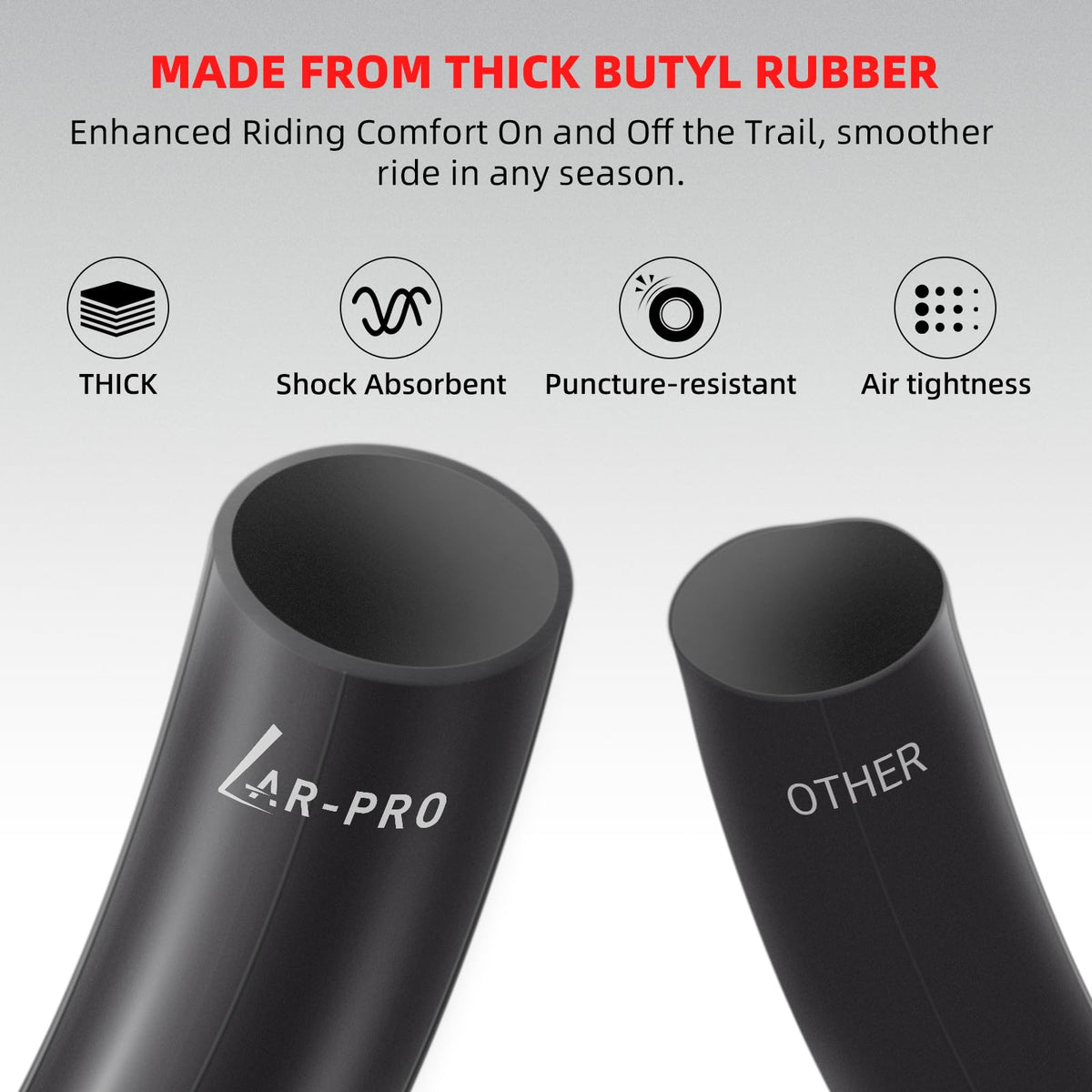 AR-PRO inner tube mounted on 14-inch rim showing correct fit