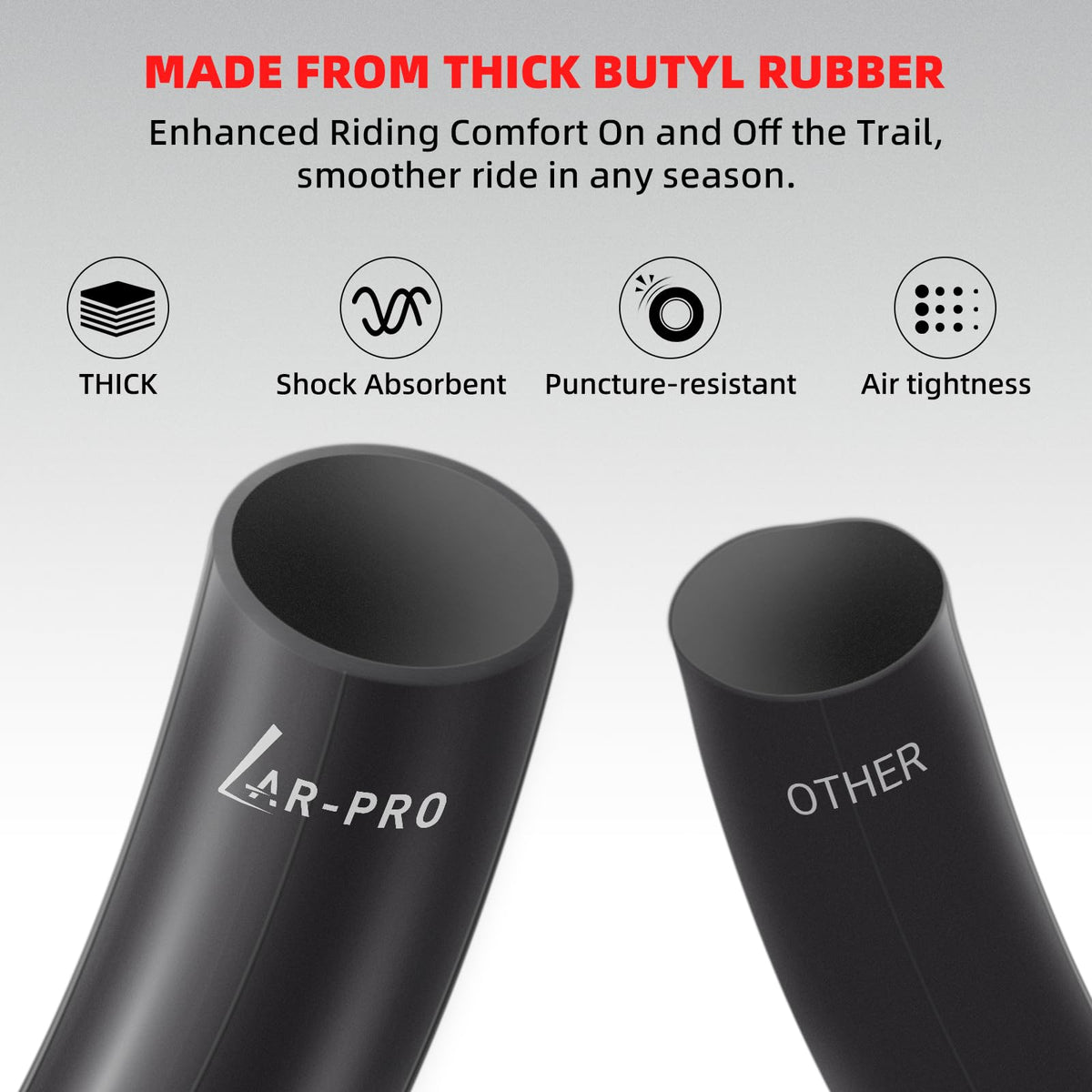 AR-PRO inner tube installed on a dirt bike wheel for reliable trail performance