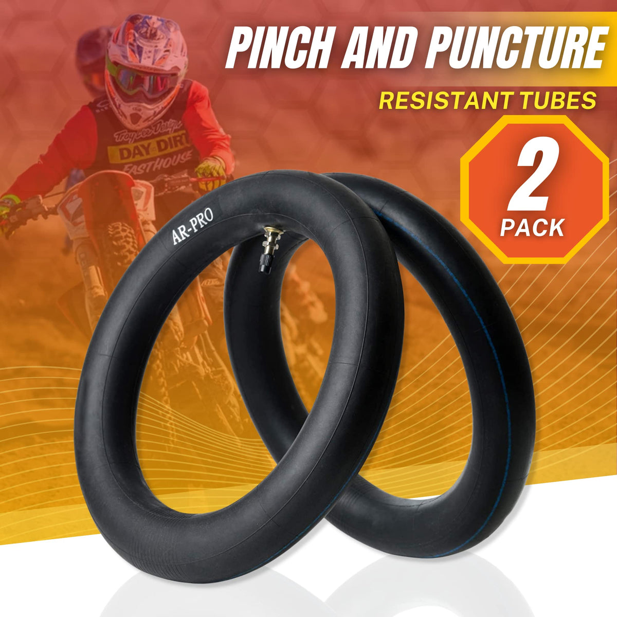 AR-PRO dirt bike on trail with tube installed, dependable trail protection