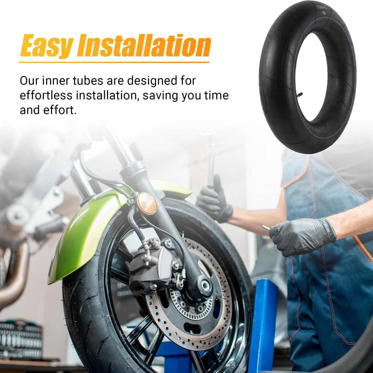AR-PRO tube on motorcycle in road scene showing dependable ride benefit