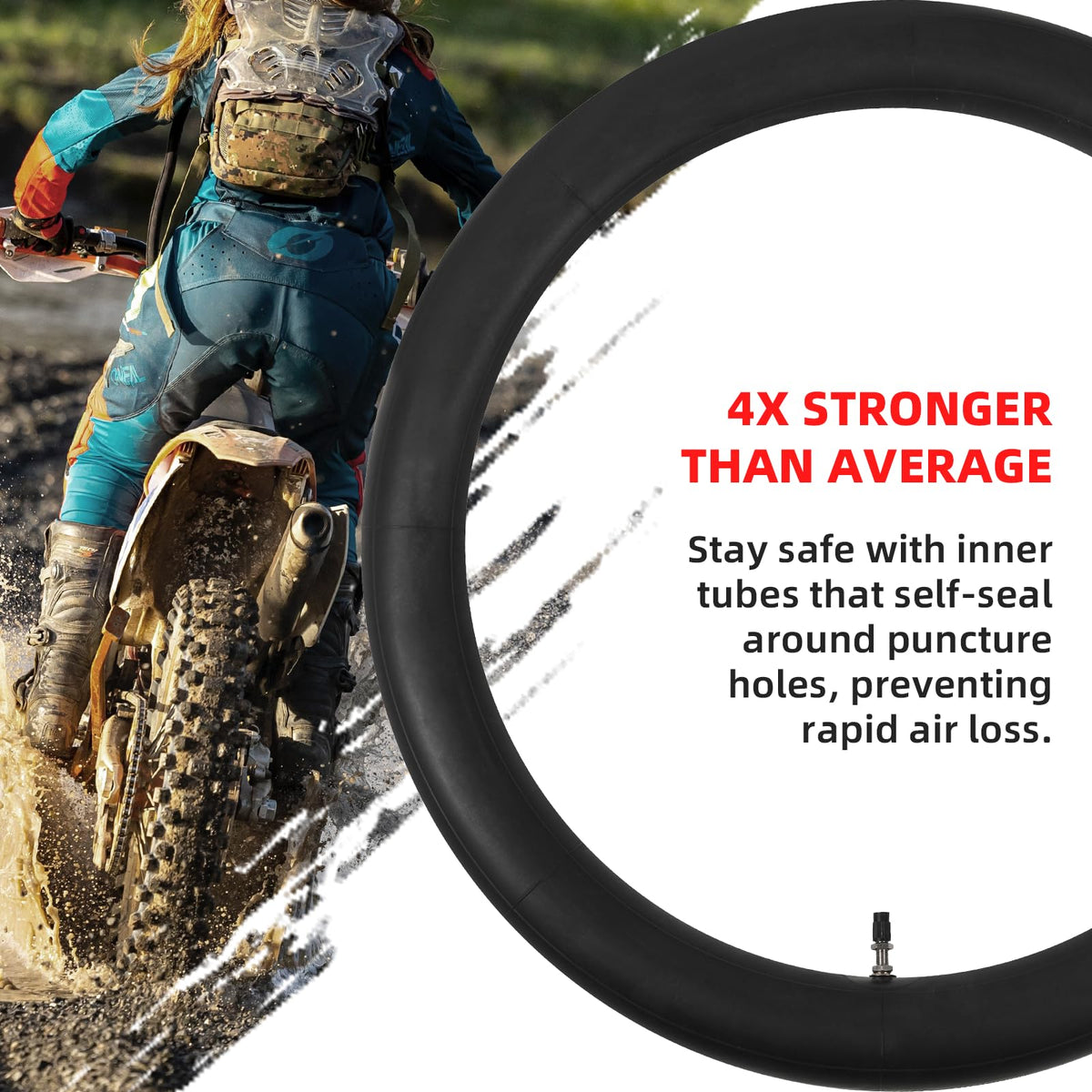 AR-PRO inner tube in a dirt bike workshop ready for trail maintenance