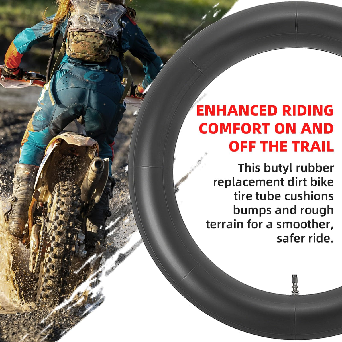 AR-PRO spare tube in rider toolkit on trail for fast roadside repairs