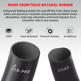 AR-PRO inner tube mounted on dirt bike rear wheel improving ride stability