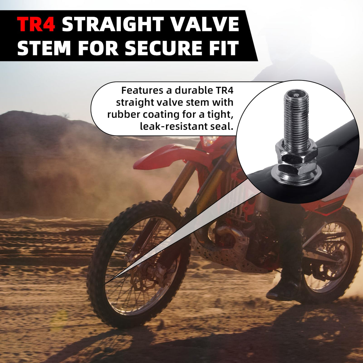 AR-PRO tube next to tape measure showing size compatibility with 3.25/3.50-16 and metric tire options