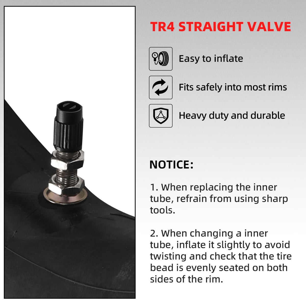 AR-PRO tube next to 14-inch tire for fast size identification