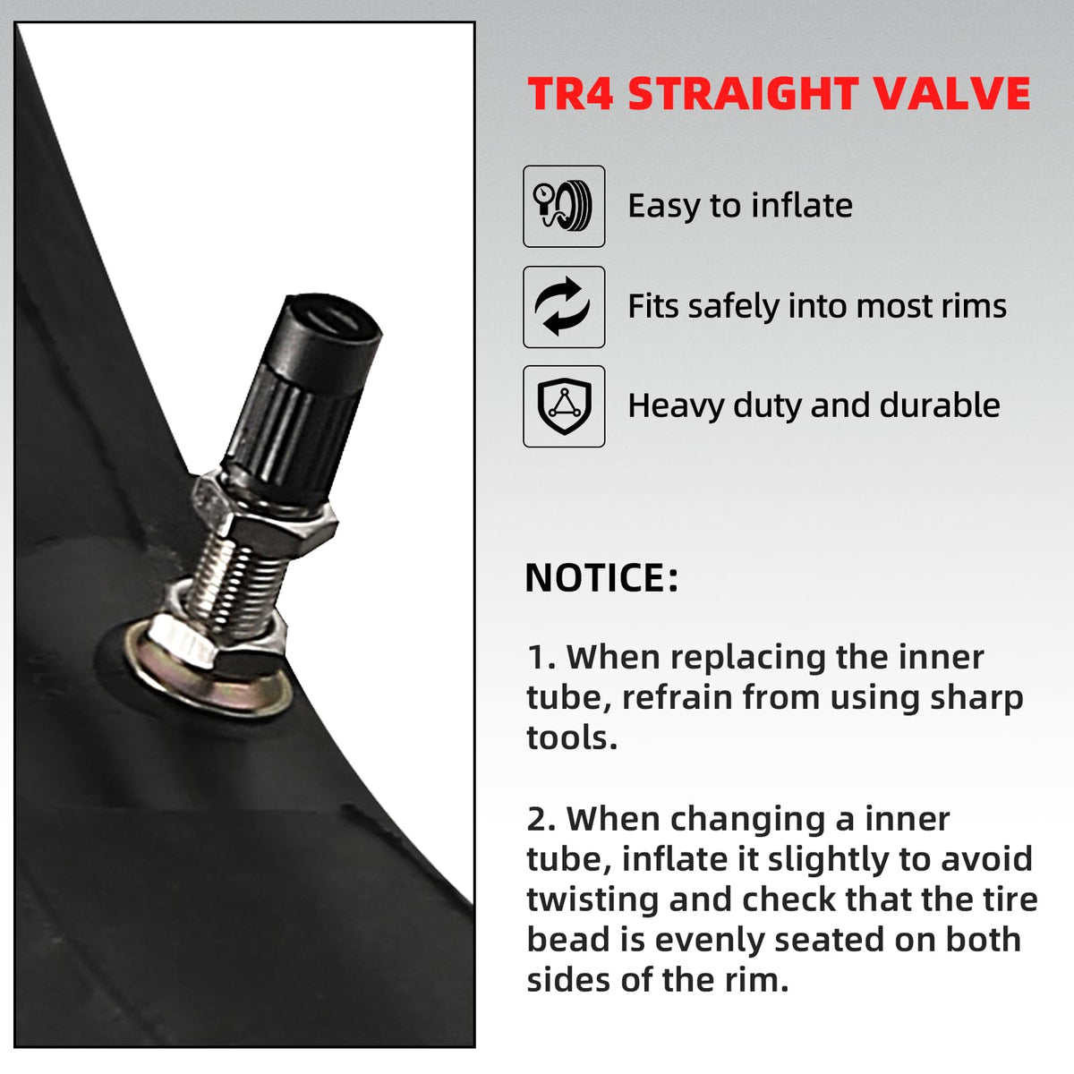 AR-PRO tube next to 70/100-19 tire showing compatible size and scale