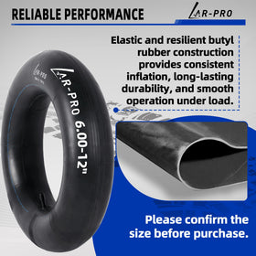 AR-PRO inner tube beside a ruler for scale showing accurate 6-12 sizing