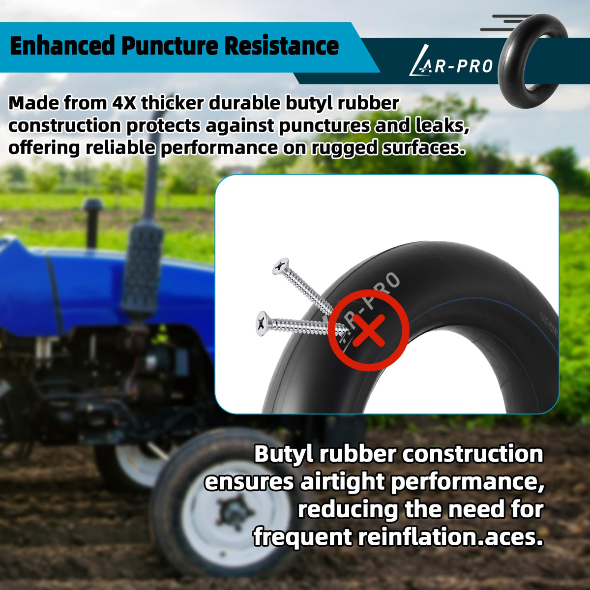 AR-PRO tube beside ruler showing 15" rim scale for correct size confirmation