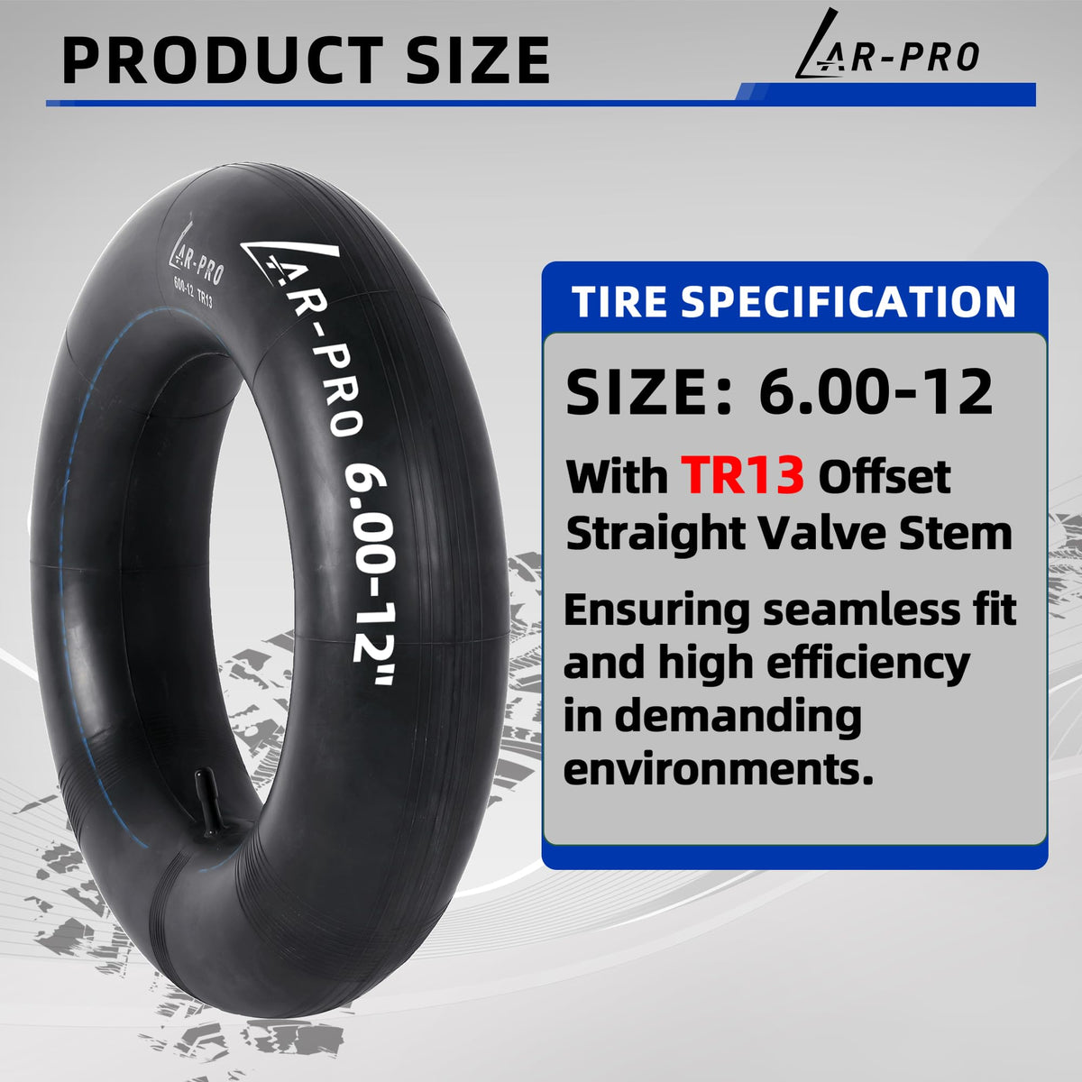 AR-PRO TR13 offset straight valve stem close-up showing easy access for inflation