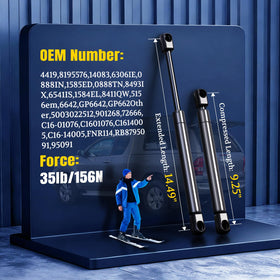 ARANA extended gas strut at 14.49 inches showing shaft and body for reliable lift
