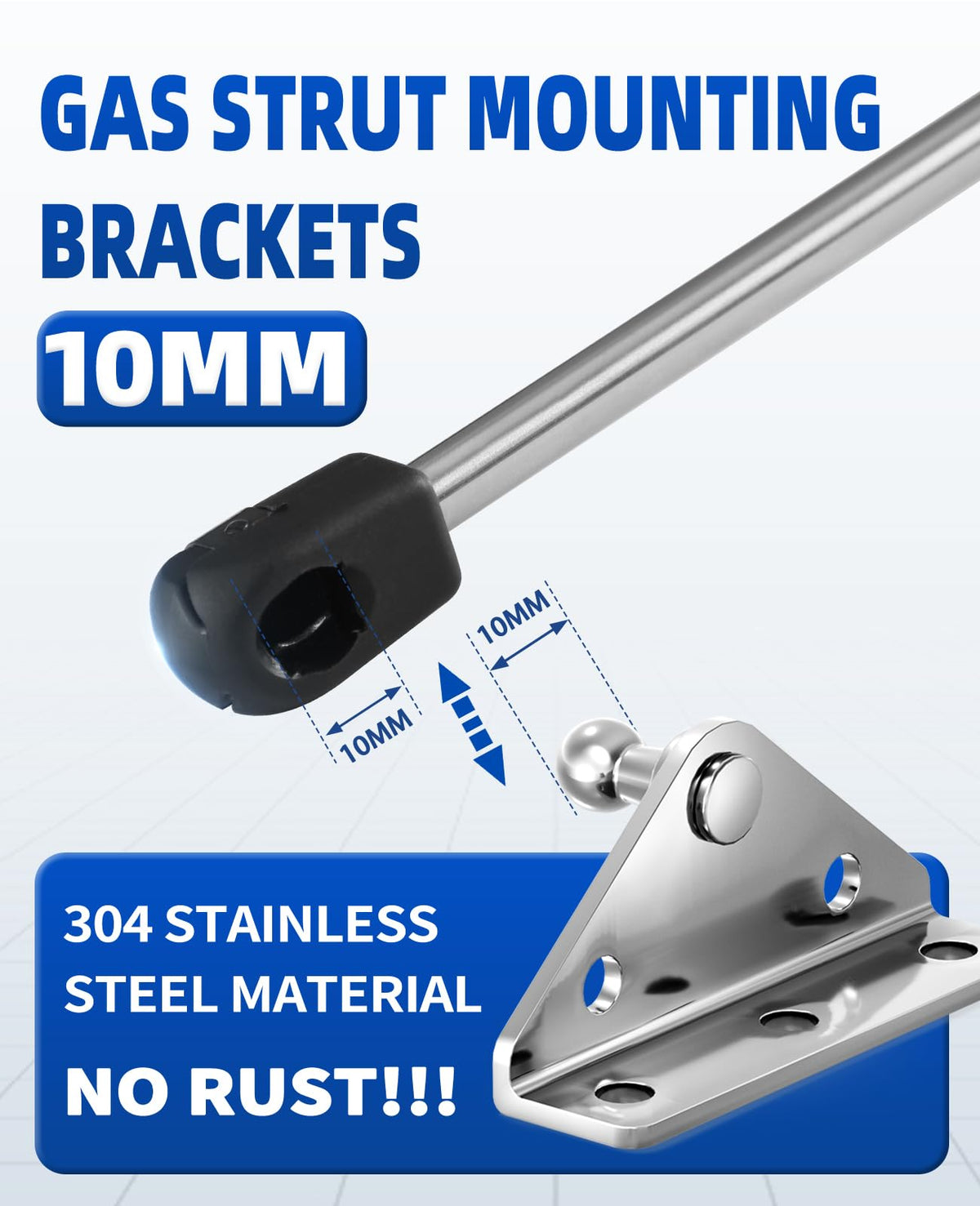 ARANA closeup of 10mm ball stud highlighting secure gas strut connection