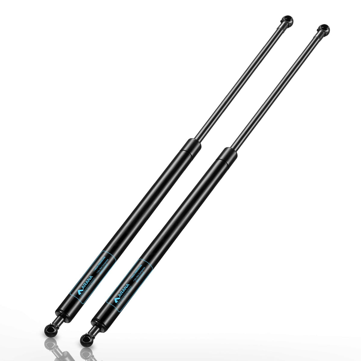 ARANA front view of 36in gas struts showing sturdy packaging and durable finish