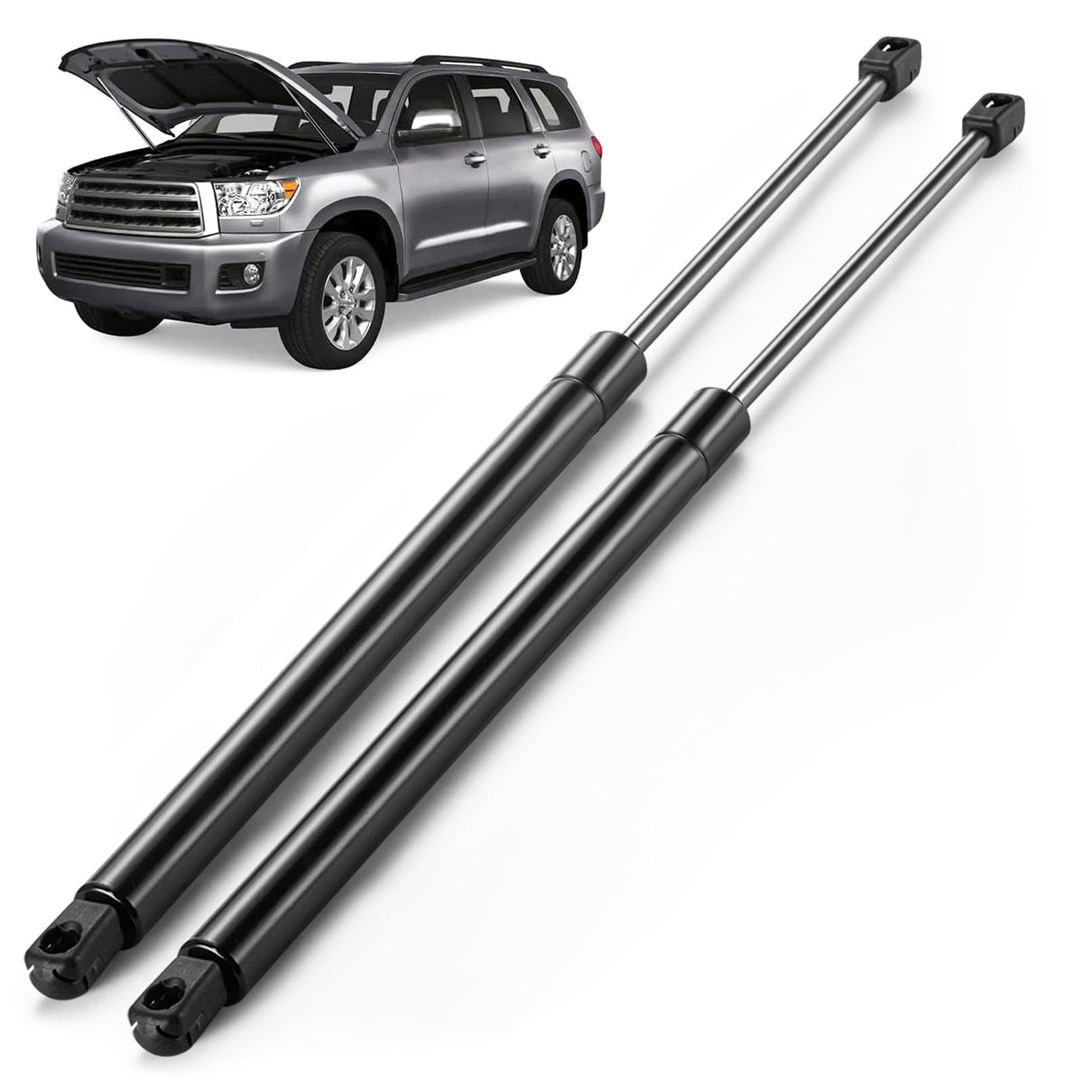 ARANA front view of hood strut pair showing packaging and benefits