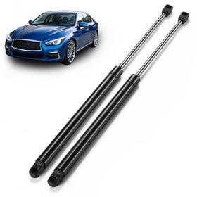 ARANA hood struts front packaging showing both pieces and included clips for easy replacement