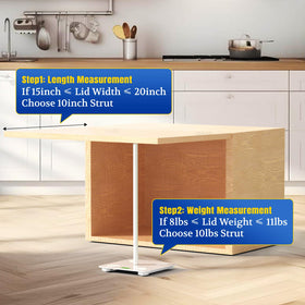 ARANA gas struts fitted in cabinet showing steady hold and access