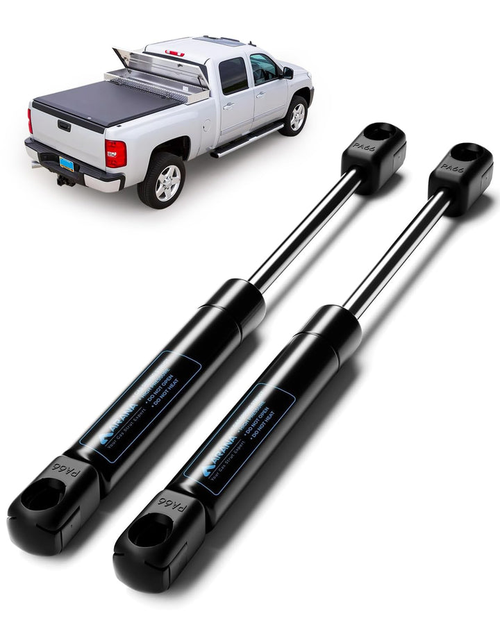 ARANA gas struts front view showing pair and packaging benefit easy identification