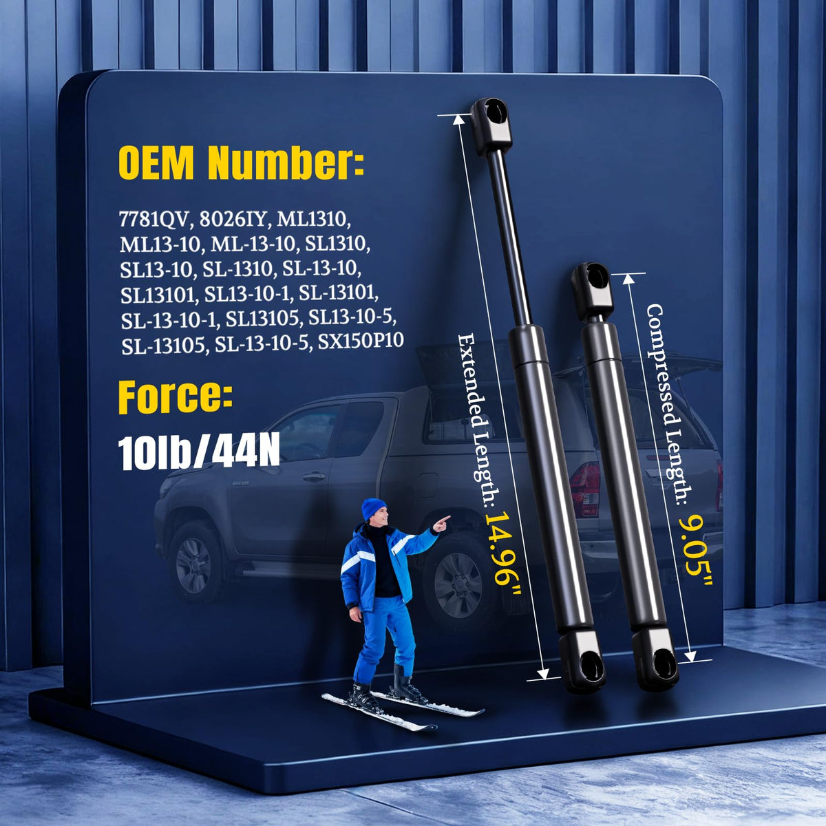 ARANA SL1310 gas strut fully extended showing smooth cylinder action